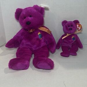 MILLENNIUM Beanie Baby / Buddies TY Vintage 1999 Purple Stuffed Teddy Bear Toys